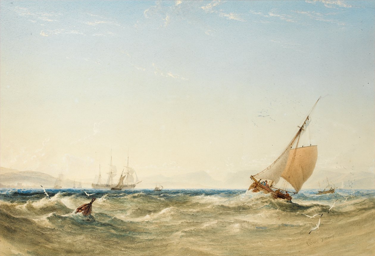 苏格兰海岸的一股清风，1854年（纸上写着） 作者 安东尼·范迪克·科普利·菲尔丁