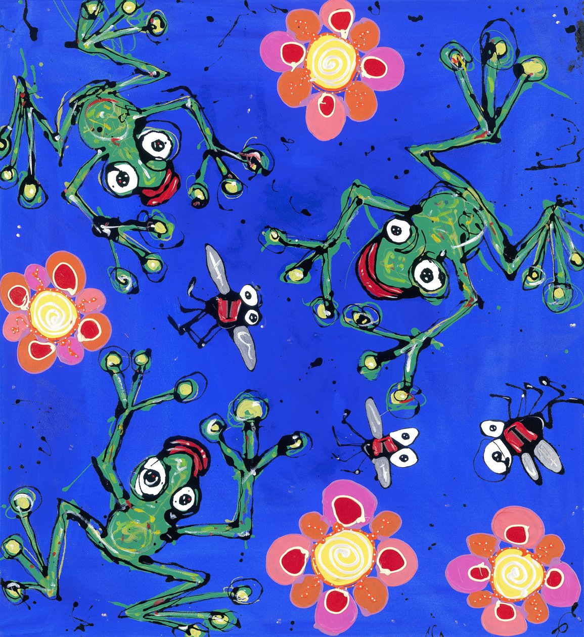 青蛙壁纸，2008（画布上的珐琅丙烯酸拉链） 作者 安东尼·布雷斯林