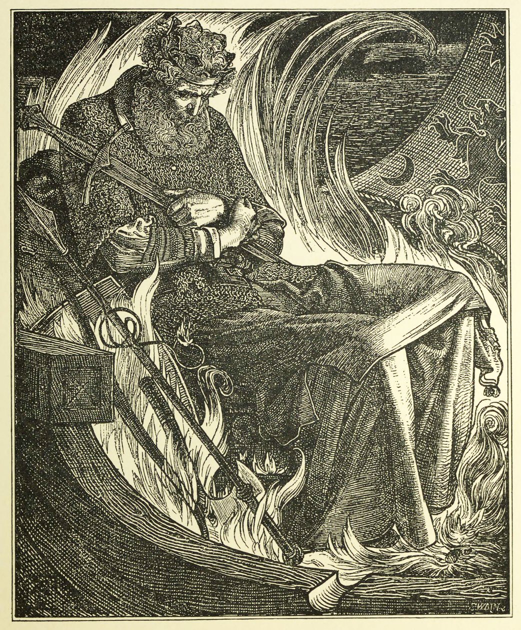 Warwulf 国王之死，酒吧。 1915年（雕刻） 作者 安东尼·弗雷德里克·奥古斯都·桑迪斯