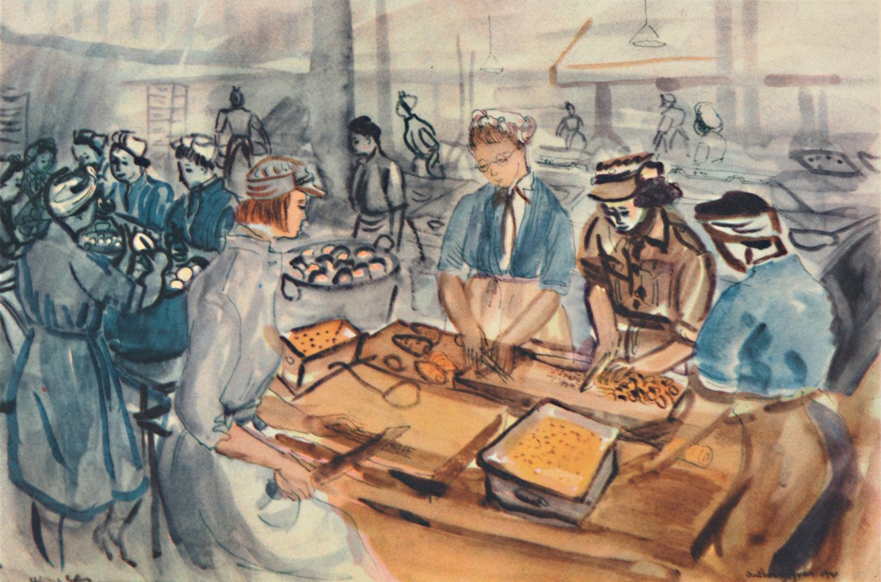 切削和去皮。A.T.S.烹饪中心"，1944年。 作者 安东尼·格罗斯
