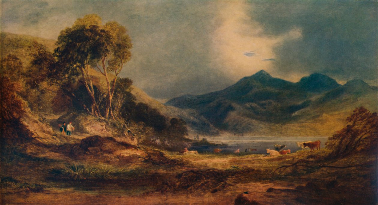 斯诺登（Traeth Mawr）头上的斯诺登（Snowdon），1853年，1935年 作者 安东尼·范迪克·科普利·菲尔丁