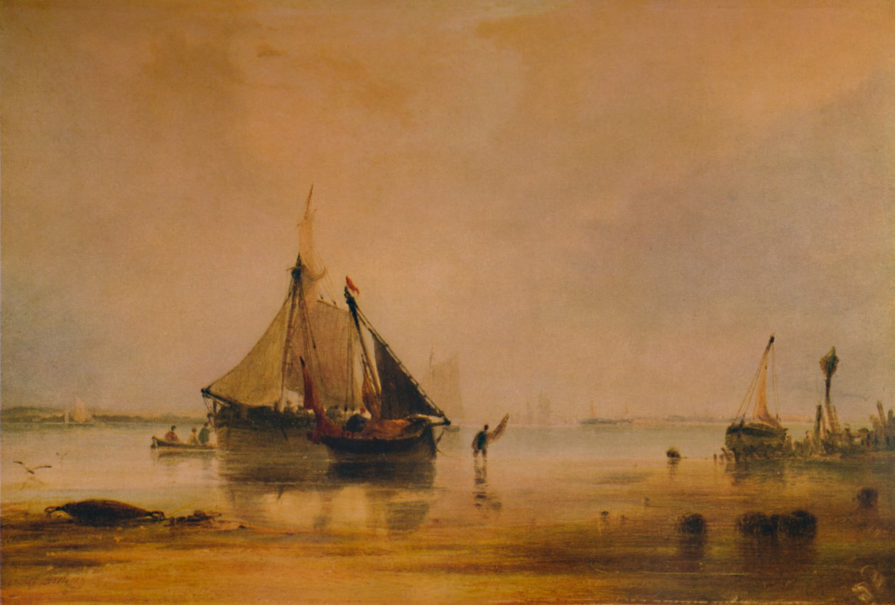 南安普敦附近的岸上船只，c1831，1935年 作者 安东尼·范迪克·科普利·菲尔丁