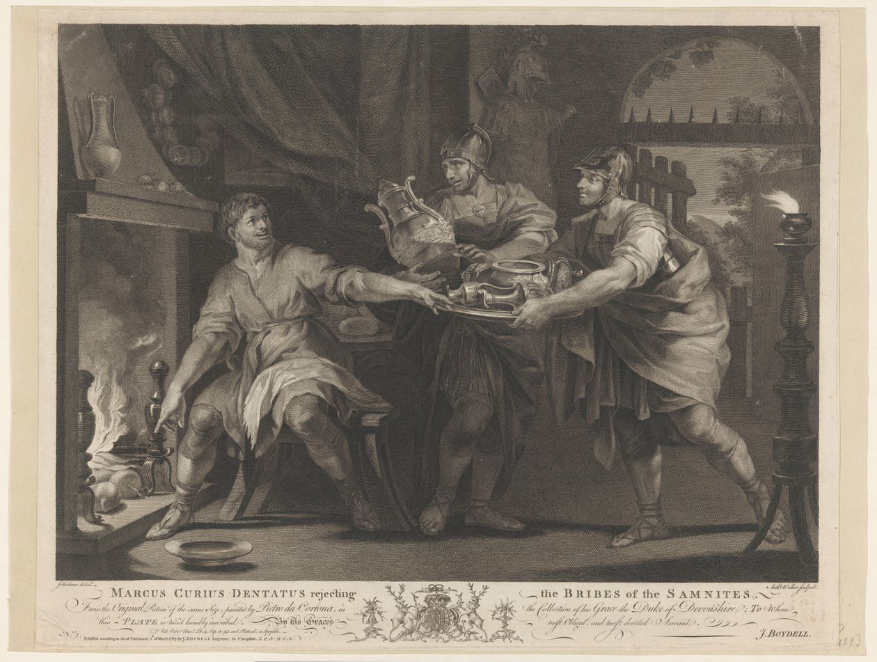 Manius Curius Dentatus weigert de geschenken van de Samnieten（拒绝萨姆尼特人的贿赂
Marcus Curius Dentatus拒绝萨姆尼特人的贿赂（物体上的标题） 作者 安东尼·沃克