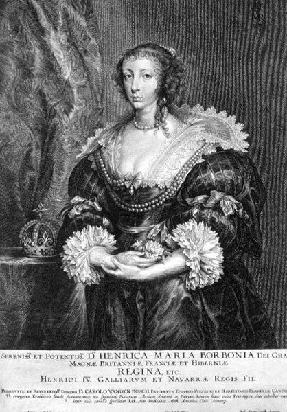 英格兰女王亨利埃塔-玛丽亚（1609-69）的肖像，由彼得-德-约德（1606-c.1674）1632年刻制（雕刻）。 作者 安东尼·范（继）戴克