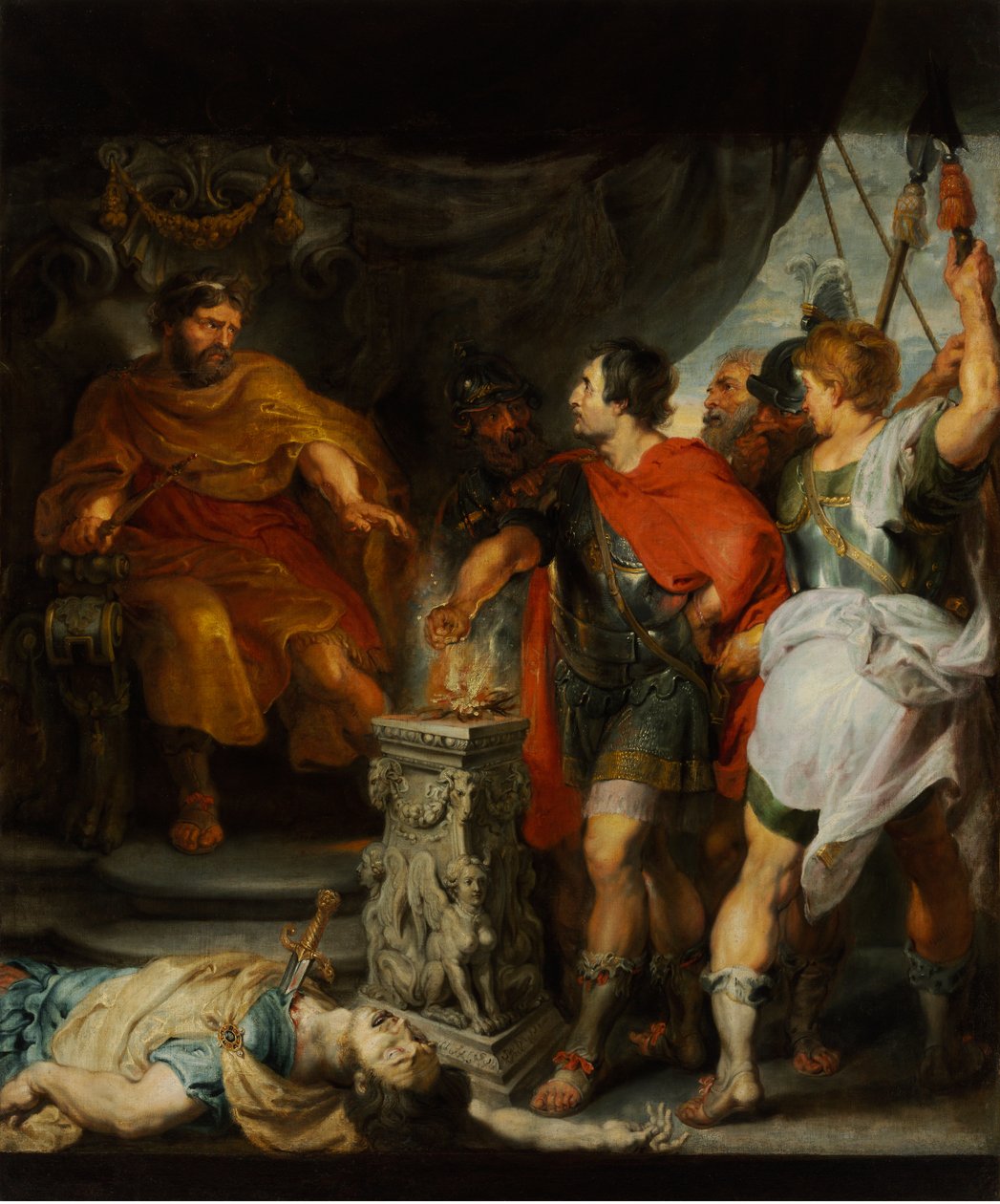 Caius Mucius Scaevola，年轻的罗马贵族，被波塞纳皇家卫队俘虏（波辛纳，波塞纳） 作者 安东尼·范·戴克