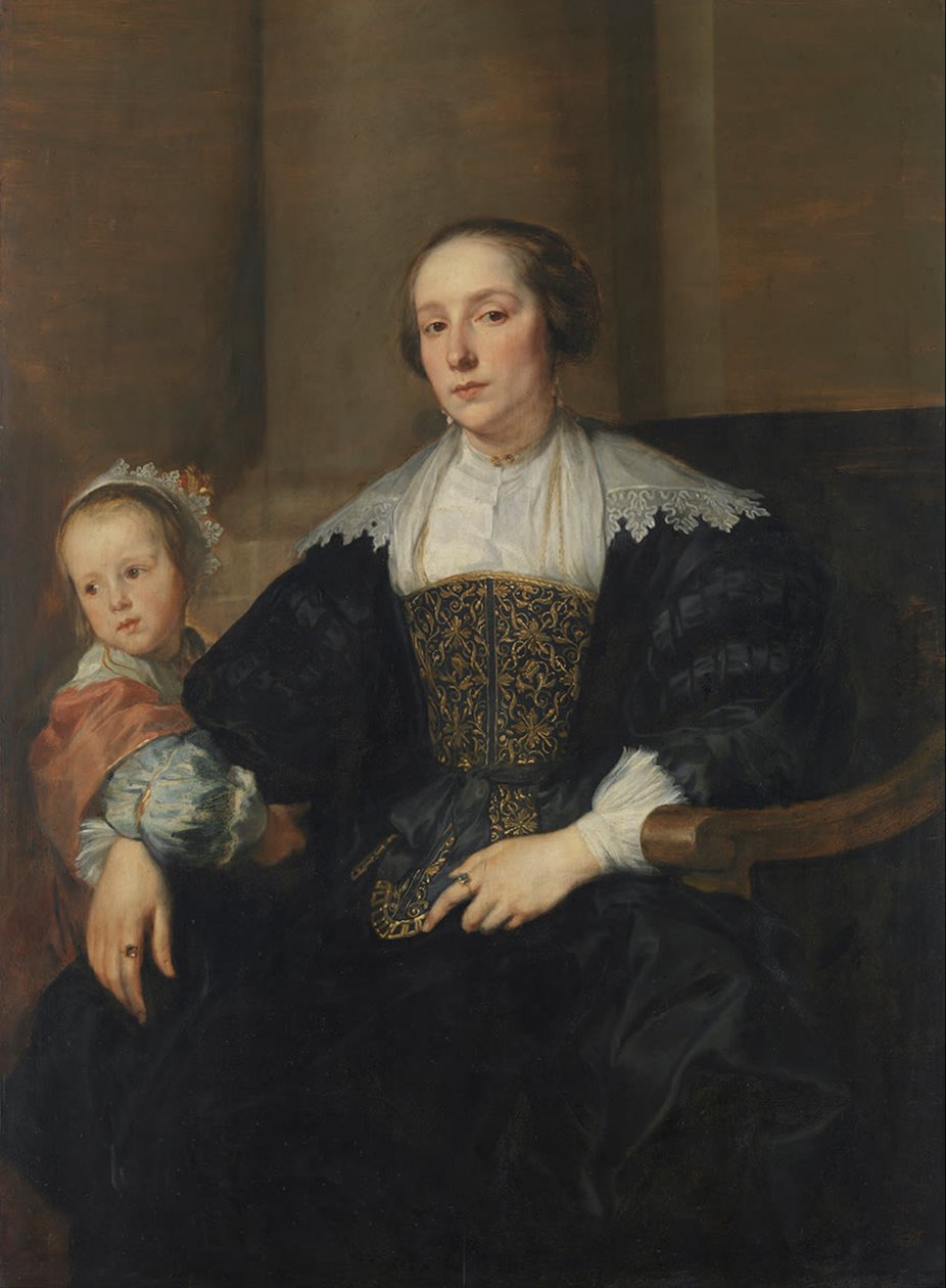 德语： Bildnis der Anna van Thielen, Gattin des Malers Theodoor Rombouts, mit ihrer Tochter Anna Maria 画家 Theodor Rombouts 的妻子 Anna van Thielen 与他们的女儿 Anna Maria 的肖像画 作者 安东尼·范·戴克