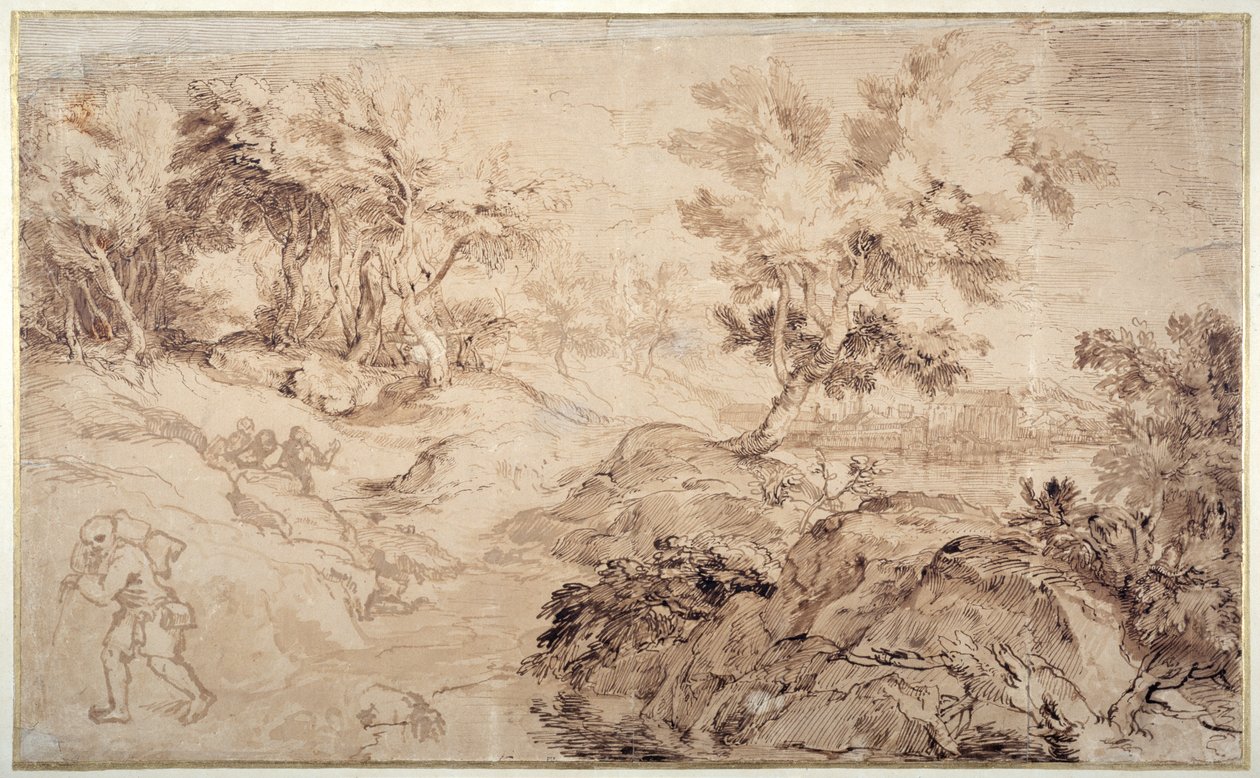 提香风格的风景（纸本笔墨） 作者 安东尼·范·戴克