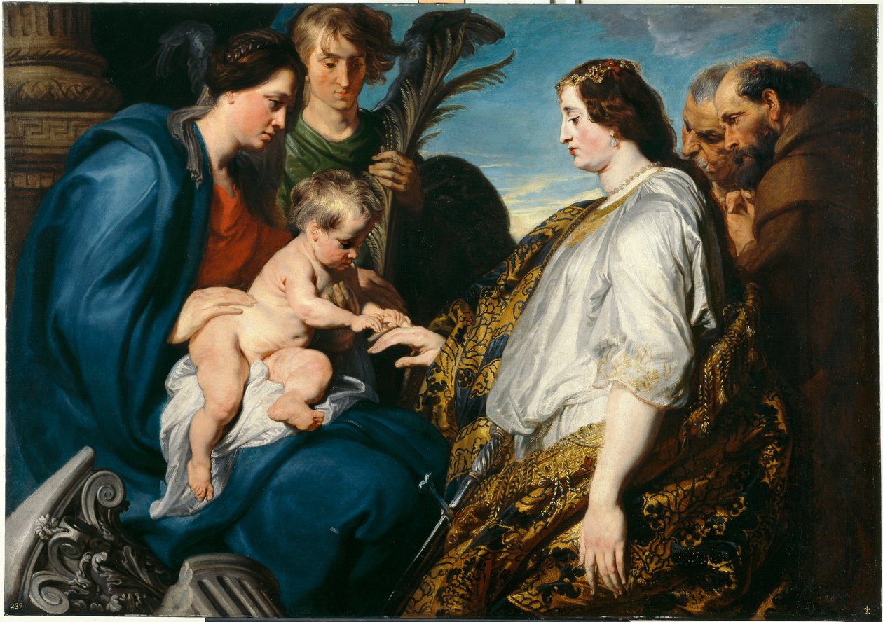 "" 圣凯瑟琳的神秘婚姻 "" Anthony van Dyck (1599-1641) 1618-1620 年画作，暗淡 124x174 厘米，马德里普拉多博物馆 作者 安东尼·范·戴克