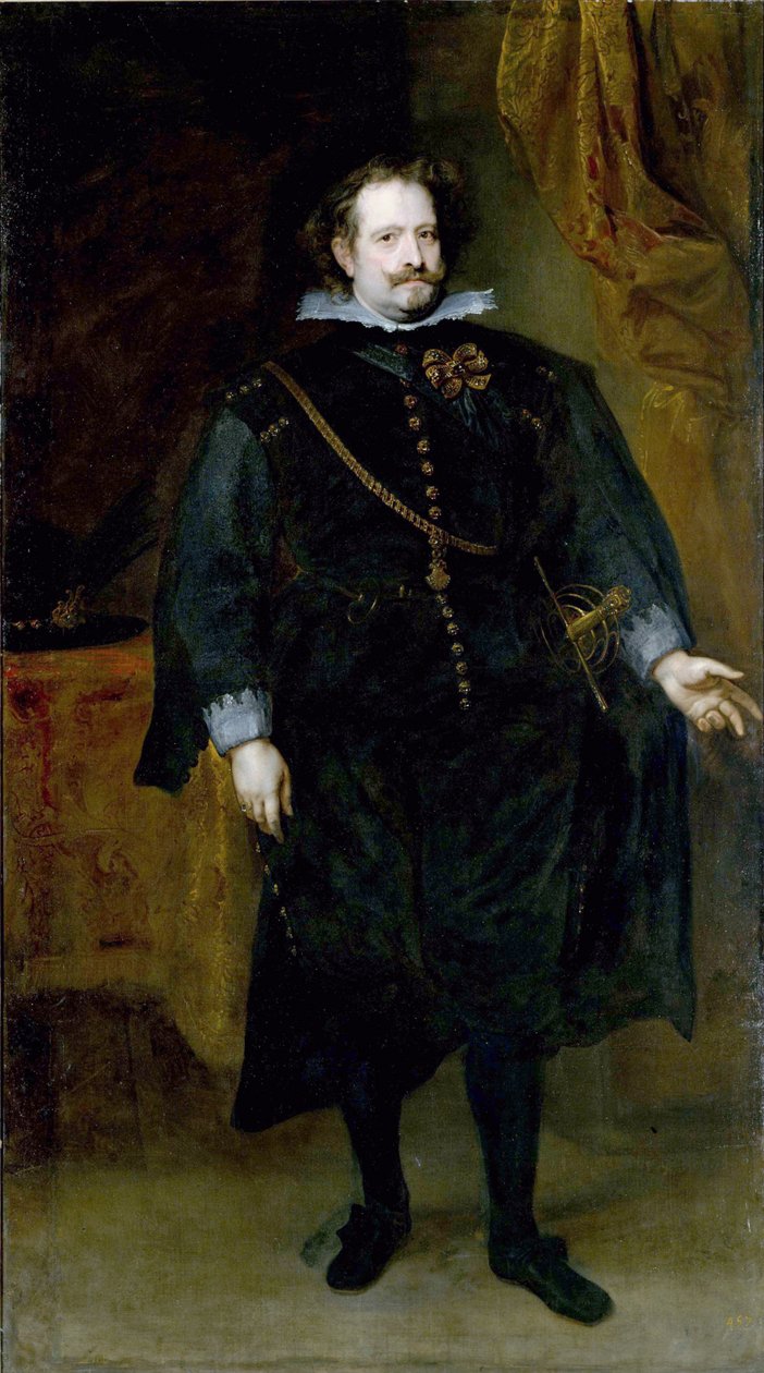 "迭戈-费利佩-德-古斯曼肖像，莱加内斯侯爵（1580-1655 年），西班牙政治家" 安东尼-凡-戴克（Antonie，Antoine 或 Antoon 或 Anton，1599-1641 年）的画作，约 1634 年 尺寸：210x119 厘米 东京国立西方艺术博物馆 作者 安东尼·范·戴克