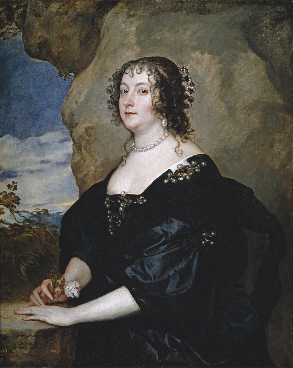 牛津伯爵夫人比阿特丽斯肖像 - 安东尼（Anton 或 Antoon）-凡-戴克爵士（1599-1641 年）的画作 - 1638 年 - 布面油画 - 107x86 厘米 - 马德里普拉多博物馆 作者 安东尼·范·戴克