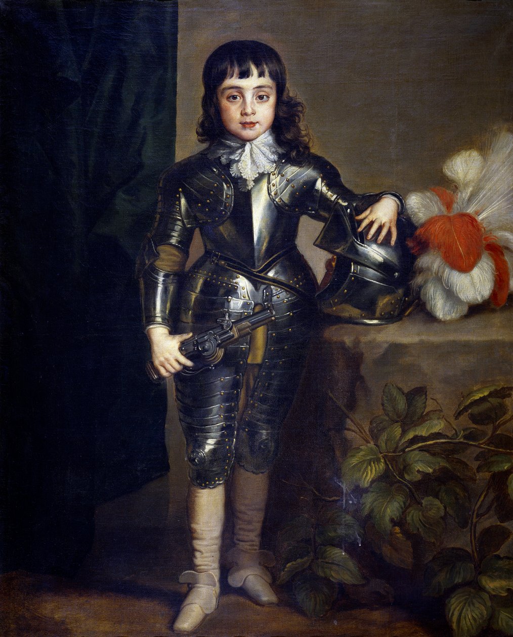 英国查理二世(1630-1685)的儿童肖像 - 戴克，安东尼-凡(1599-1641)爵士 - 约1637 - 布面油画 - 135x109 - 普拉多博物馆，马德里 作者 安东尼·范·戴克