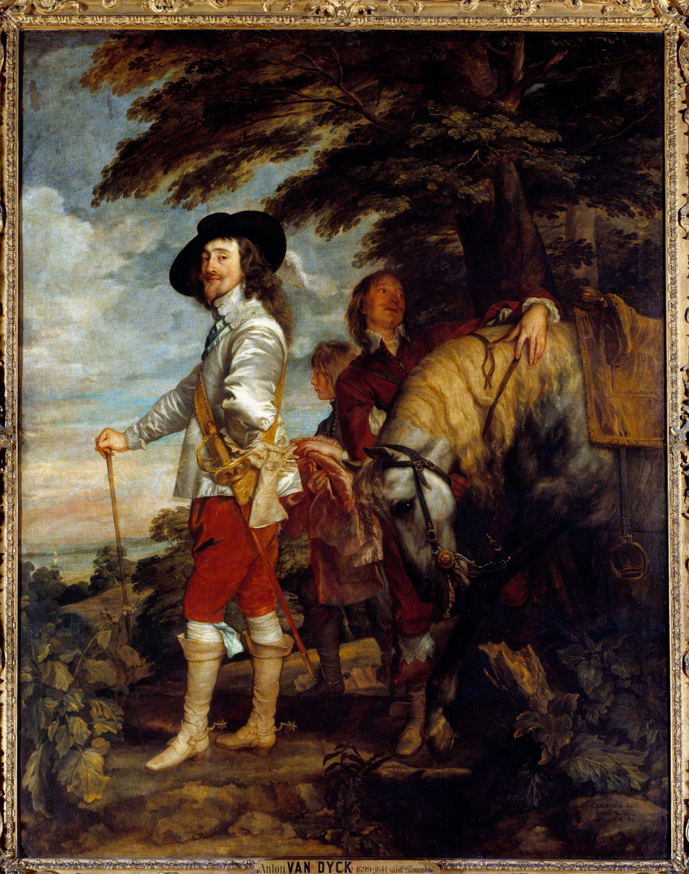 查理一世斯图亚特 (1600 - 1649) 的肖像，英格兰国王，狩猎。 Anton Van Dyck (1599-1641) 的绘画，佛兰芒学校 作者 安东尼·范·戴克