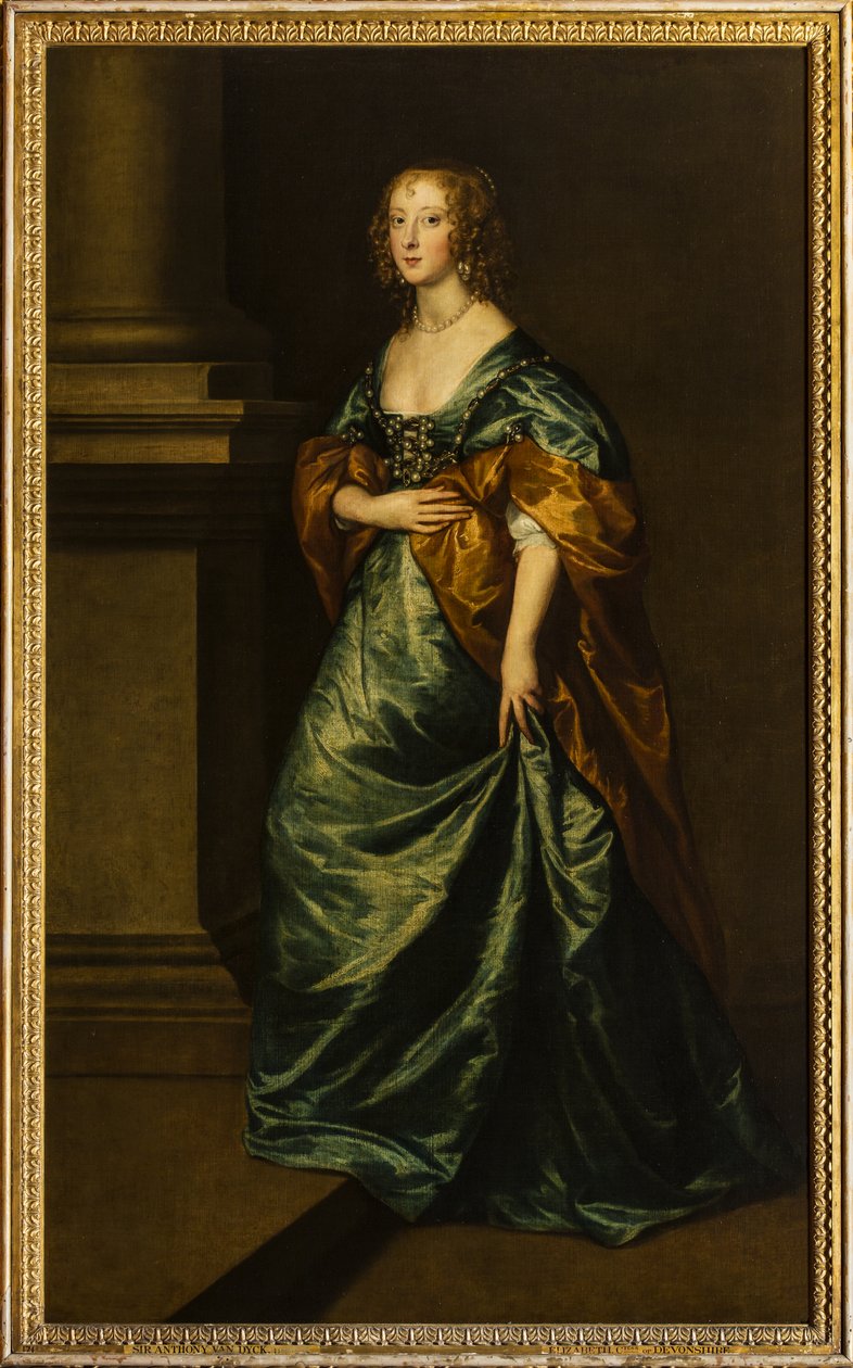 伊丽莎白-塞西尔，德文郡伯爵夫人的肖像，约1639年（布面油画 作者 安东尼·范·戴克