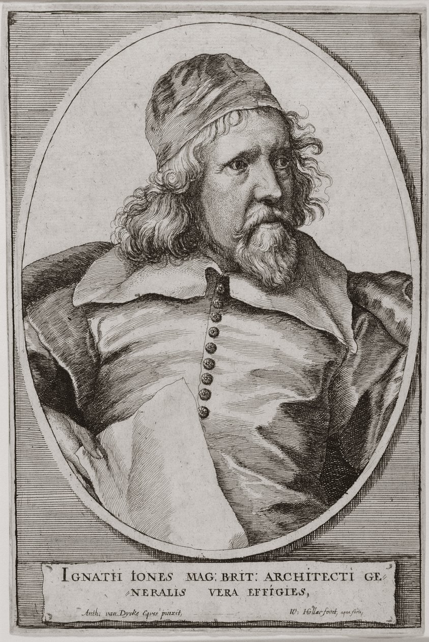 Inigo Jones的肖像（1573-1652）由Wenceslaus Hollar（1607-77）1655年雕刻 作者 安东尼·范·戴克