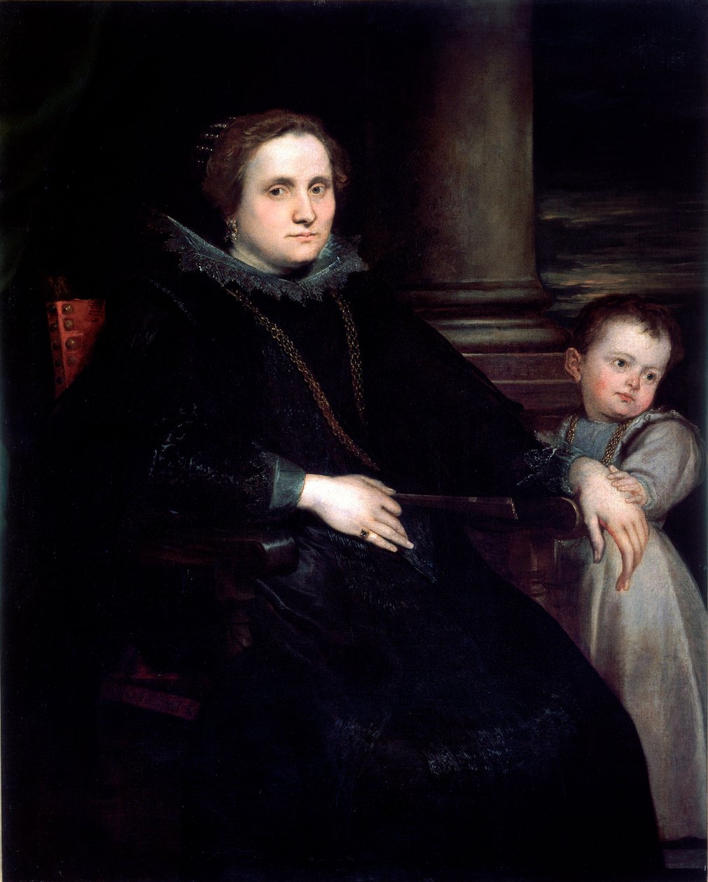 Portrait of Lady with Child Painting by Antonie Van Dyck (1599-1641) 1626 Dim. 160x140 cm Genes, Galleria Nazionale di Palazzo Spinola 作者 安东尼·范·戴克
