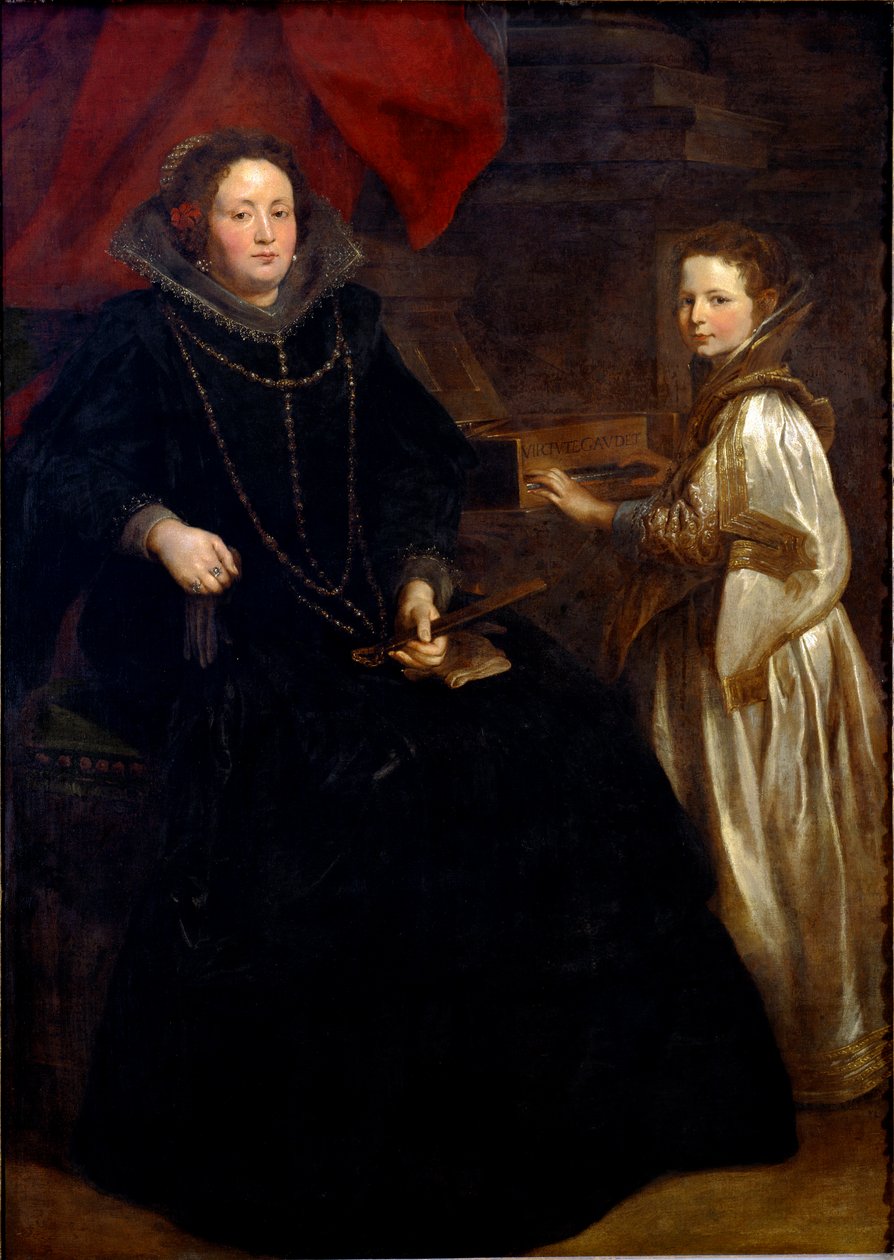 Porzia Imperiale和她的女儿Maria Francesca在大键琴旁的肖像 画家：Antonie Van Dyck (1599-1641) 1626 Sun.184,5x134厘米 布鲁塞尔，皇家艺术博物馆，发票6115 作者 安东尼·范·戴克