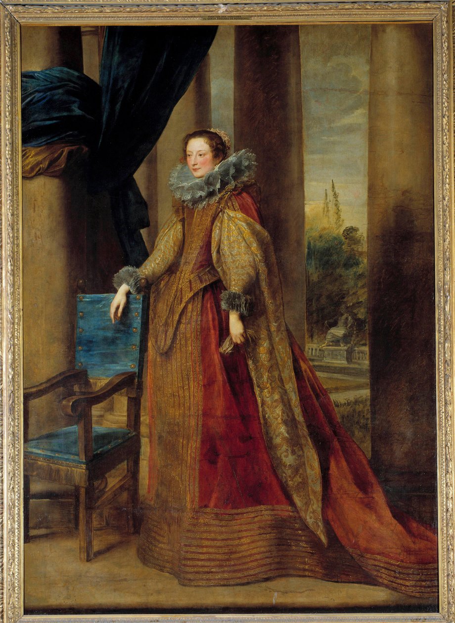 假设 Geromina Spinola Doria 侯爵夫人的肖像，由 Genes 绘制，她戴着草莓项圈。 Anton (Antoon 或 Anthony) van Dyck (1599-1641) 17 世纪的绘画。 2,39x1,7 m - 热那亚的Marchesa Geromina Spinola Doria的假定肖像 作者 安东尼·范·戴克
