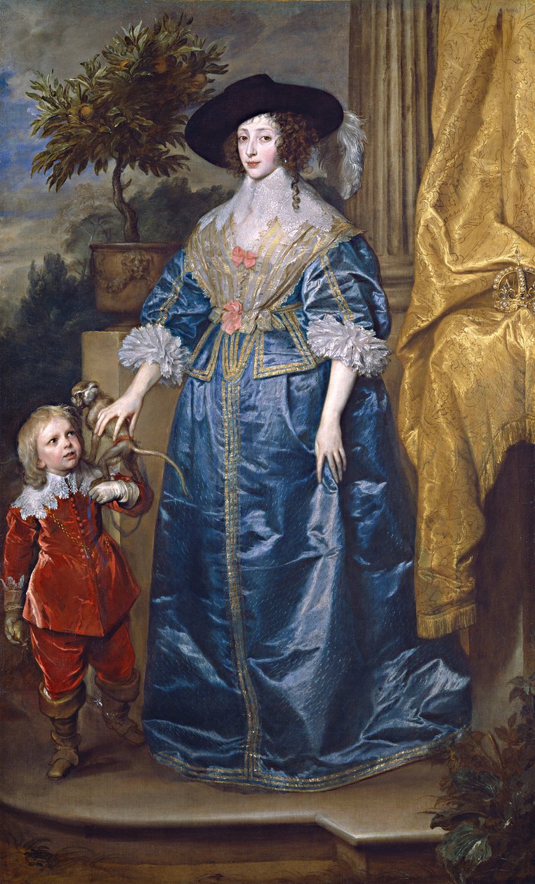 亨利埃塔·玛丽亚女王（Henrietta Maria）和杰弗里·哈德森（Jeffrey Hudson）爵士 作者 安东尼·范·戴克
