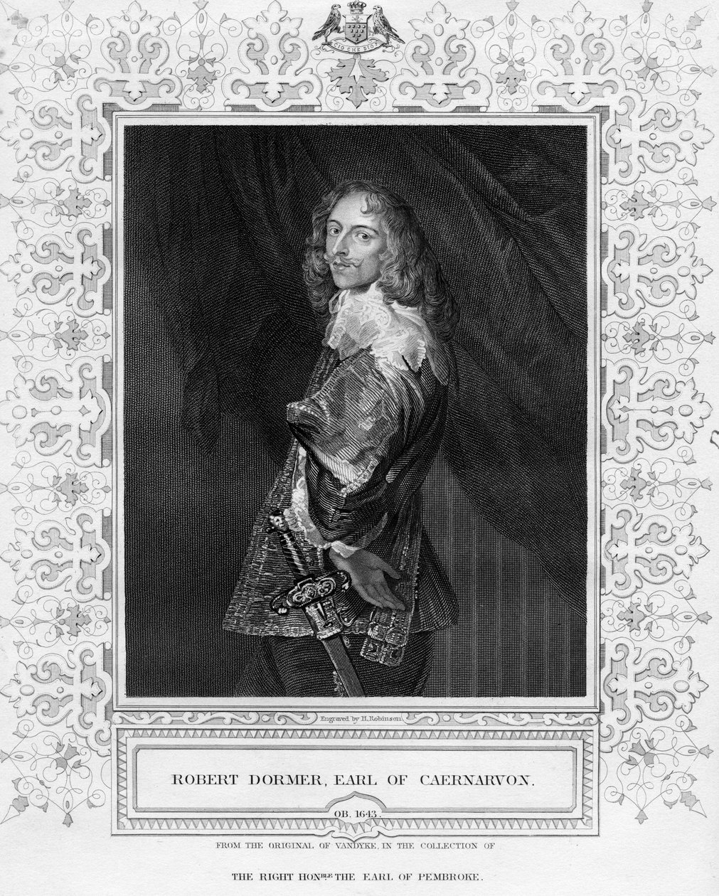 Caenarvon伯爵Robert Dormer，H.Harinson制作的照片，来自&39;Lodge&39;s Portraits&39;的插图，出版于1850年 作者 安东尼·范·戴克