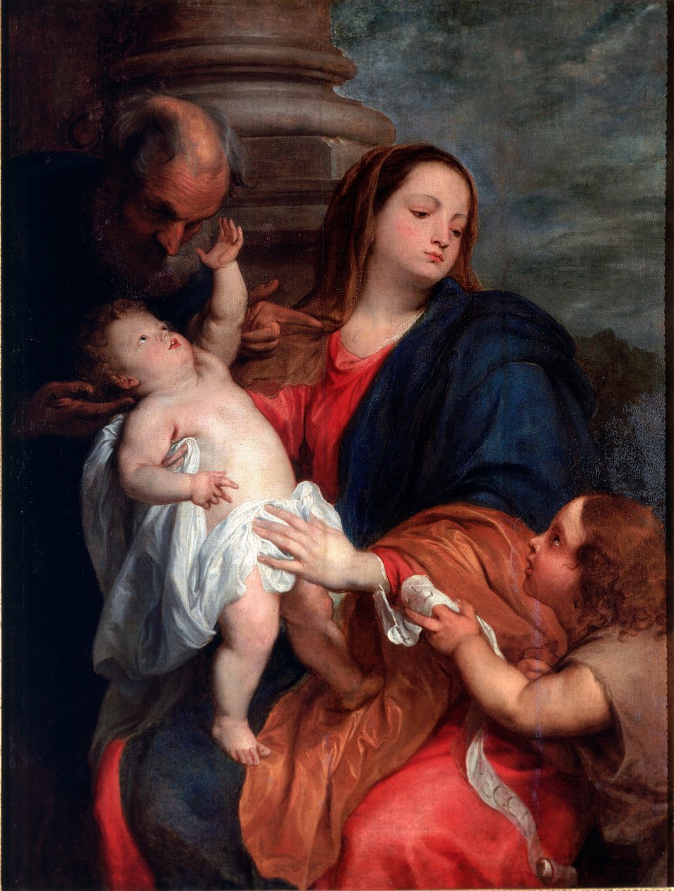 Antonie Van Dyck (1599-1641) 约 1621-1625 年的神圣家庭画作 太阳。 123x94 厘米基因，收藏 Banca Carige 作者 安东尼·范·戴克