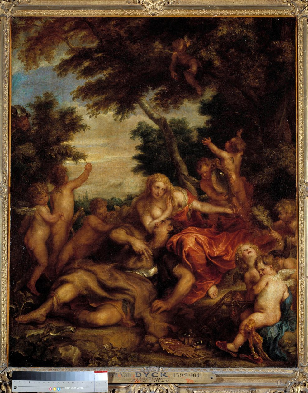 Renaud 和 Armide 的爱 Torquato Tasso（被称为杯子）的“耶路撒冷交付”（La gerusalemme liberata）场景的插图。 在他的魔镜骑士 Re 的帮助下，迷人的 Armide 被非常具有象征意义的 Amours seduit 包围 作者 安东尼·范·戴克