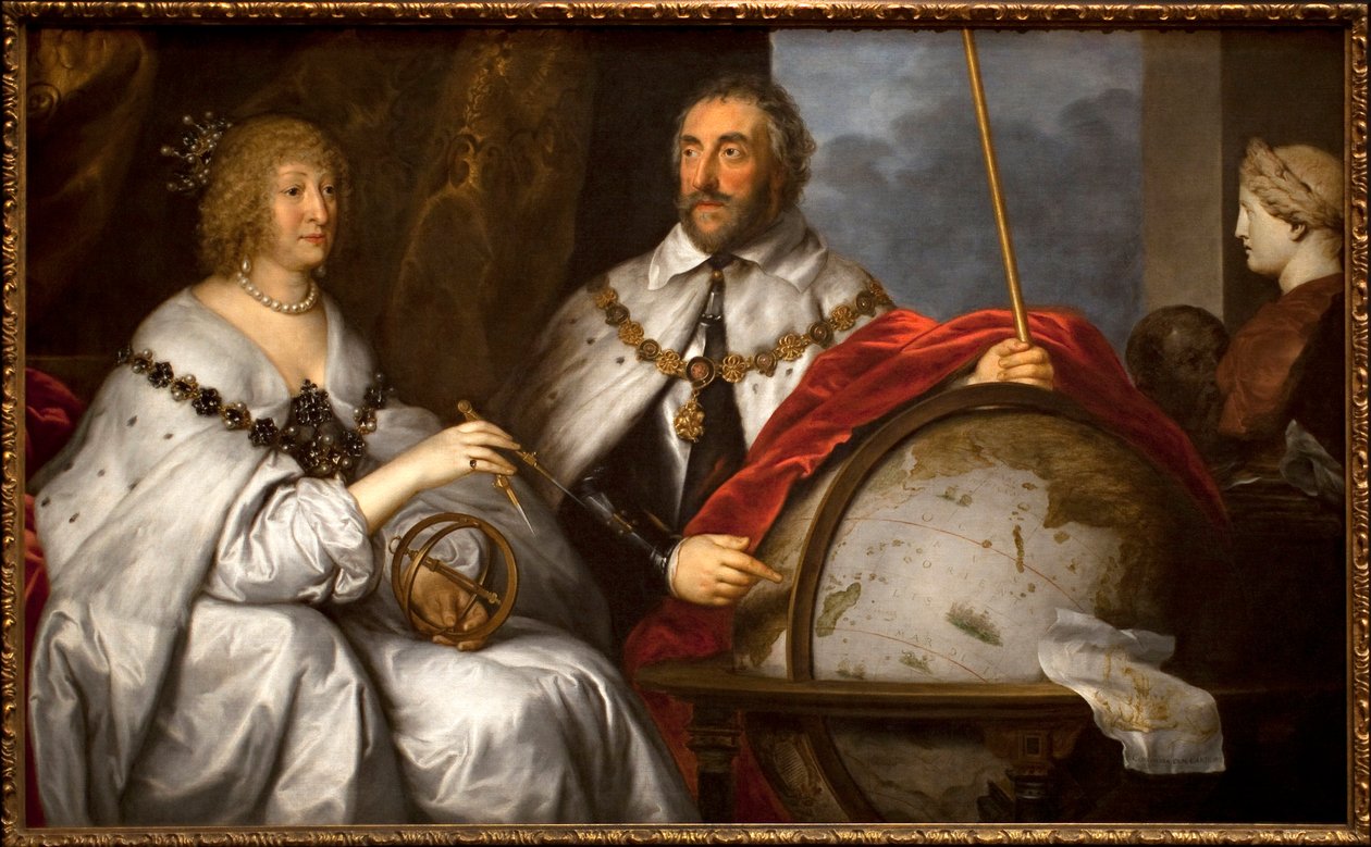 Thomas Howard Graf Arundel (1586-1646) 和他的妻子 Alathea Talbot (1586-1654) 或马达加斯加的肖像）。 人类在地球上设计马达加斯加岛。 安托万爵士 (Anton) Van Dyck (1599-1641) 的绘画，布面油画，大约 1639-1640 年。 英语 ar 作者 安东尼·范·戴克