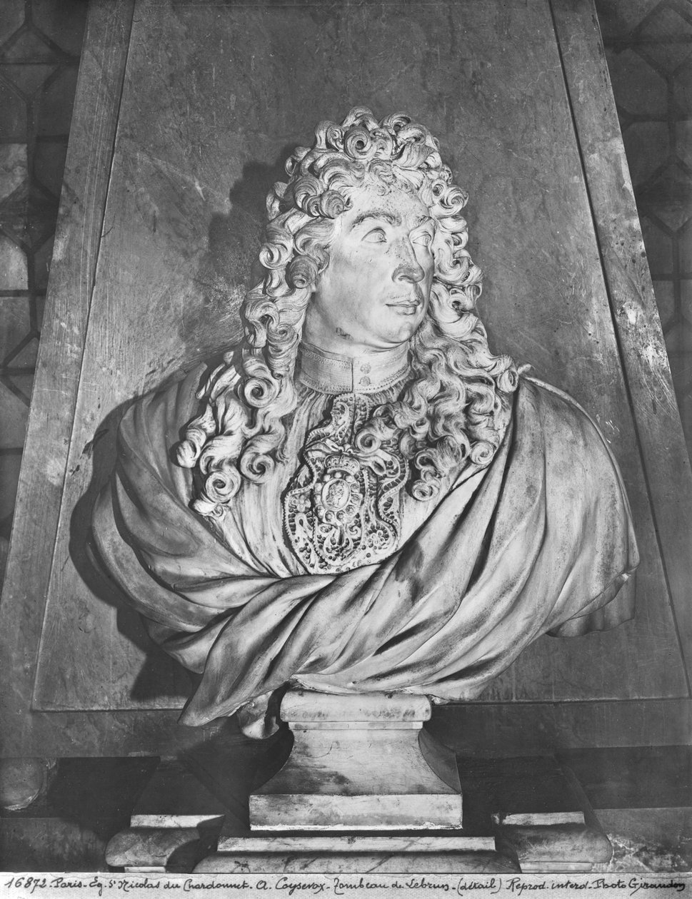 查尔斯勒布伦墓和他的妻子Suzanne Butay，查尔斯勒布伦的细节，1692年也见346018大理石bw照片 作者 安托万·考耶索