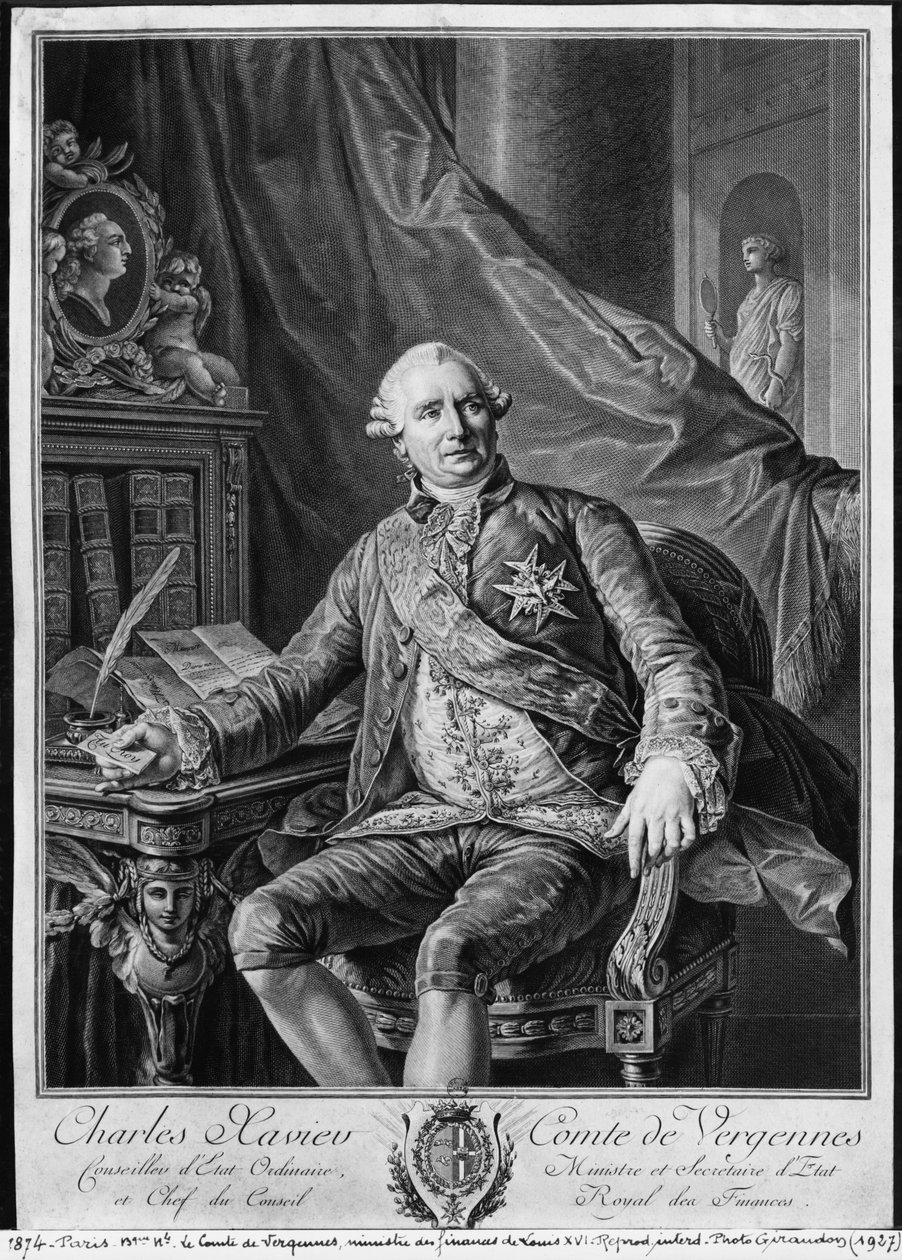 Charles Vervier，Vergennes伯爵，由Vicenzio Vangelisti（1738-98）雕刻c.1774 作者 安托万·弗朗索瓦·安妮
