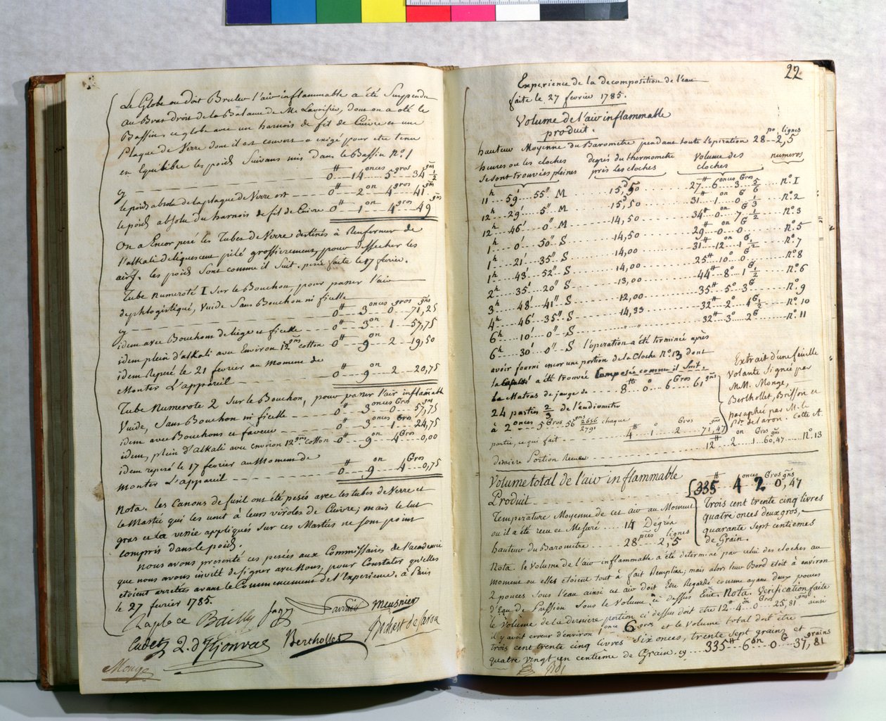 Lavoisier关于他的水分解实验的笔记，1785年2月27日 作者 安托万·洛朗·拉瓦锡（Antoine Laurent de Lavoisier）
