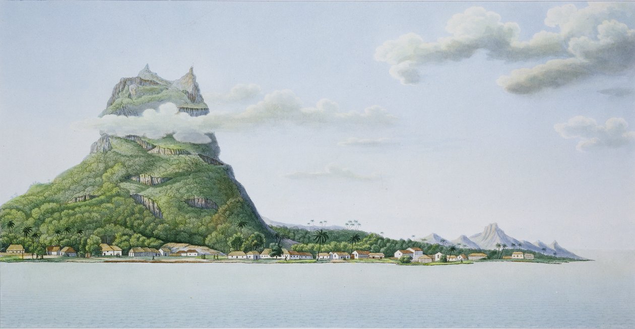 波拉波拉岛的景色，来自&39;环球世界（1817-20）&39;，由Freycinet的路易斯克劳德Desaulses（1779-1842）雕刻由Ambroise Tardieu（1788-1841）出版1822-24-24 作者 安托万·勒吉恩（Antoine Lejeune）和查扎尔（Chazal）