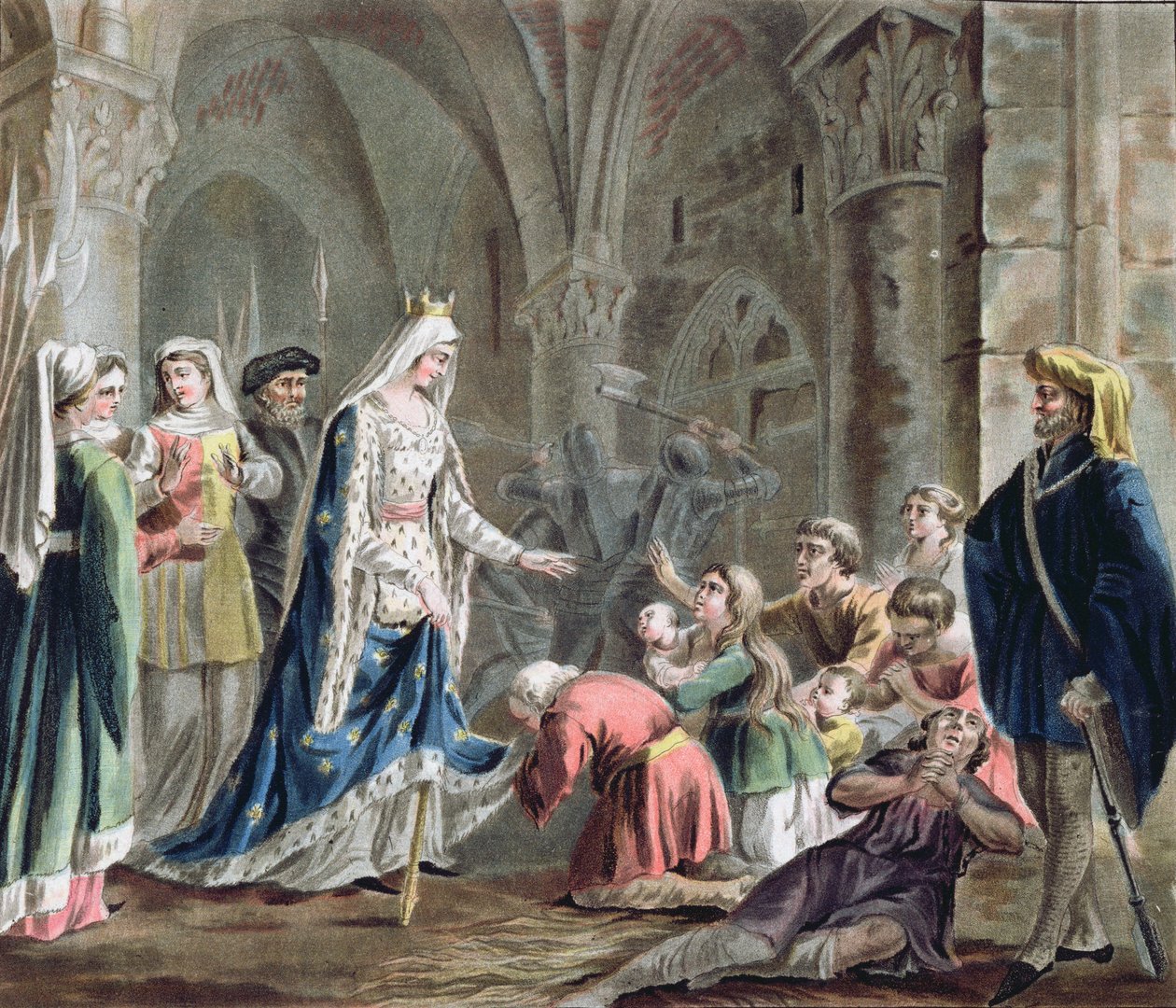 布兰奇德卡斯蒂利亚（1185-1252）打破巴黎之章的监狱，由Jean Baptiste Morret（1790-1820）1787年刻。 作者 安托万·路易斯·弗朗索瓦·瑟金特·玛索