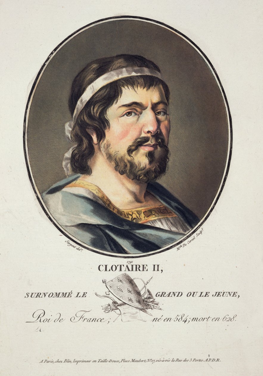 Clothaire II（584-629），由De Cernel夫人雕刻，1791年 作者 安托万·路易斯·弗朗索瓦·瑟金特·玛索