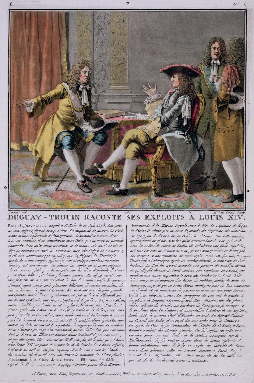 Duguay-Trouin（1673-1736）讲述了他对路易十四的海军攻击，由1799年的内核夫人（1753-1834）镌刻 作者 安托万·路易斯·弗朗索瓦·瑟金特·玛索