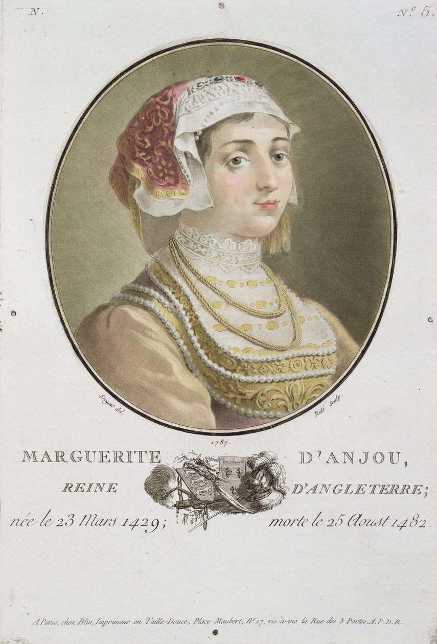 Marguerite d&39;Anjou（1429-82）由Ride雕刻，1787年 作者 安托万·路易斯·弗朗索瓦·瑟金特·玛索