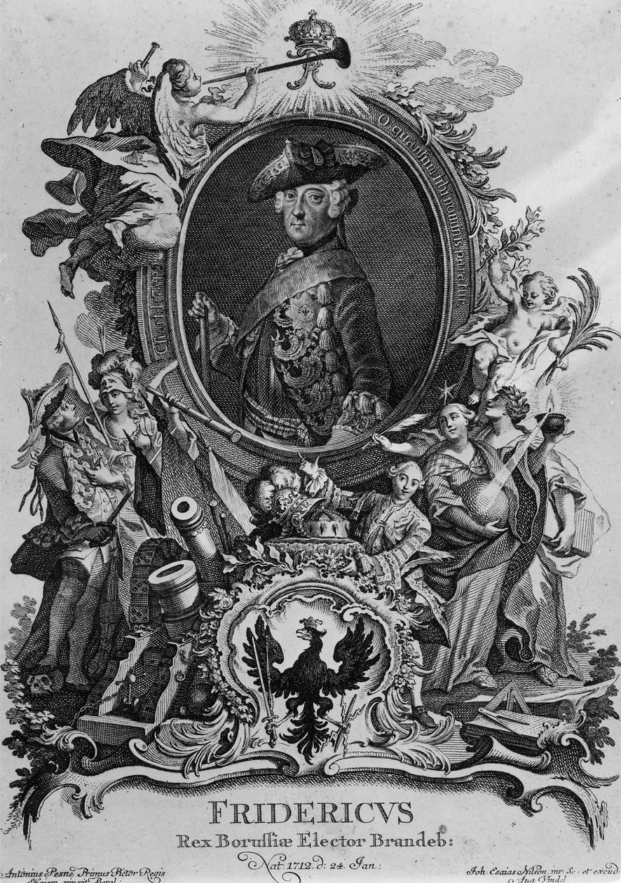 弗雷德里克二世（1712-86）的肖像，由Johann Esaias Nilson（1721-88）雕刻 作者 安托万·佩斯内