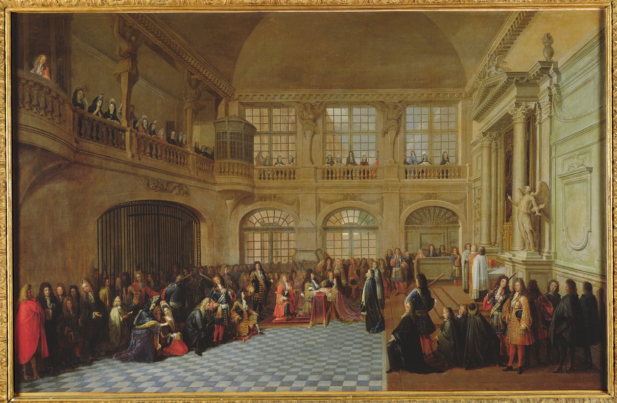Philippe de Courcillon（1638-1720）丹格侯爵于1695年17世纪末向国王路易十四（1638-1715）宣誓效忠 作者 安托万·佩兹（Antoine Pezey）