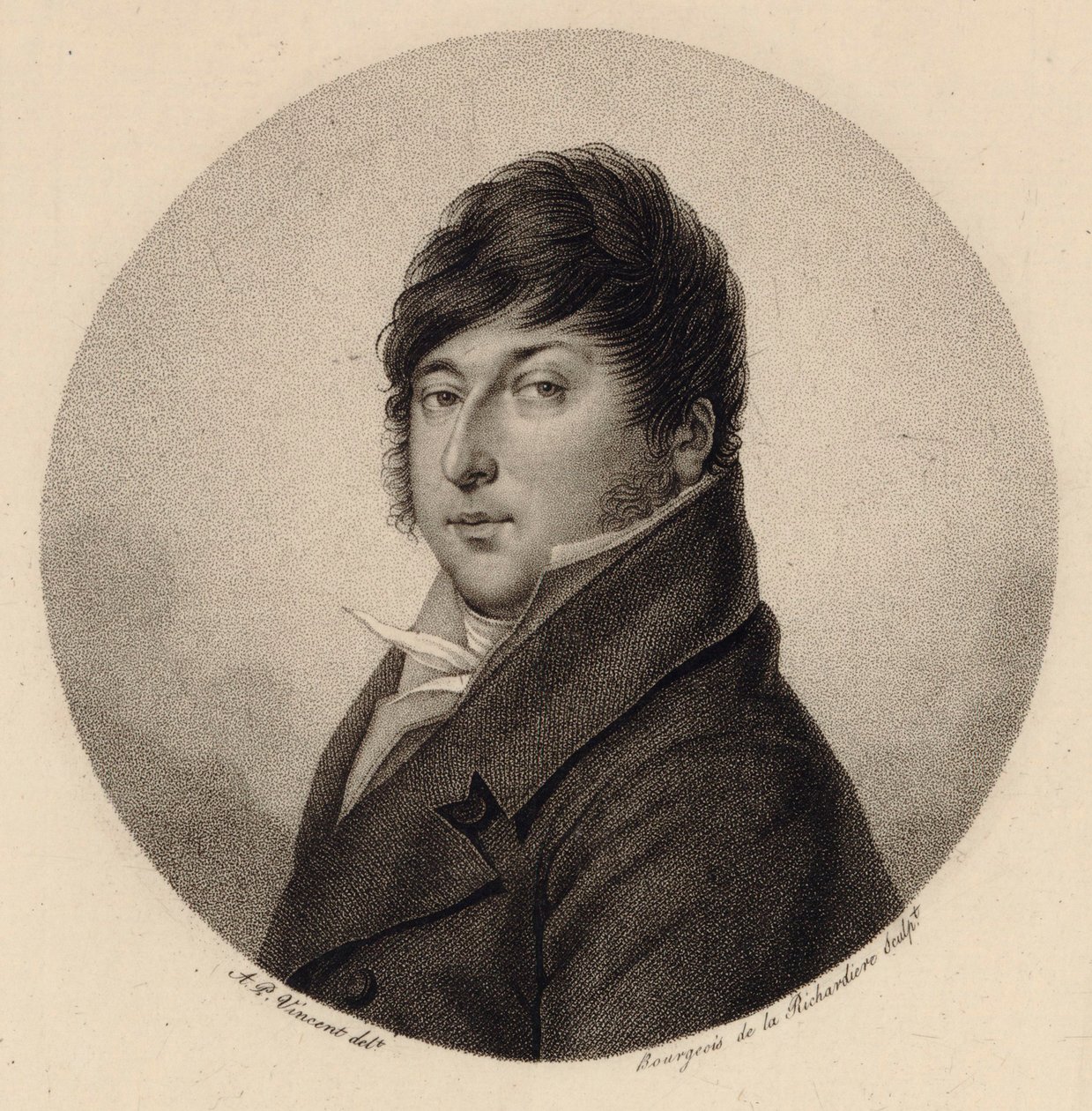 作曲家罗多尔夫-克鲁泽1766-1831的肖像。 作者 Antoine Achille Bourgeois de La Richardiere