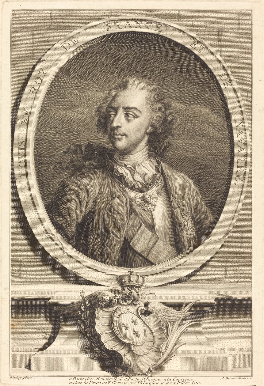 路易十五，法国国王 作者 Antoine Benoist 继 Jakob Christoffel Le Blon 后 Nicholas Blakey