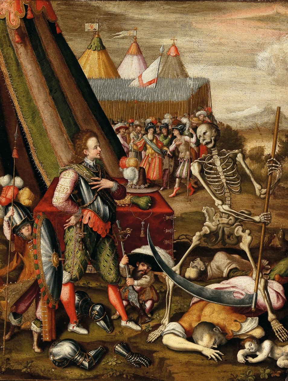 王子与死神的对话。寓意战争的恐怖，1540年代。 作者 安托万·卡隆
