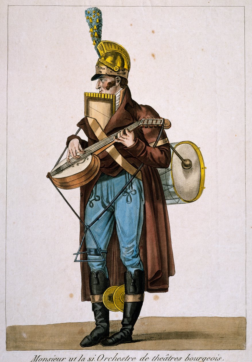 街头音乐家，Carle Vernet（1758-1836），雕刻，法国 作者 安东尼·查尔斯·贺拉斯·韦尔内