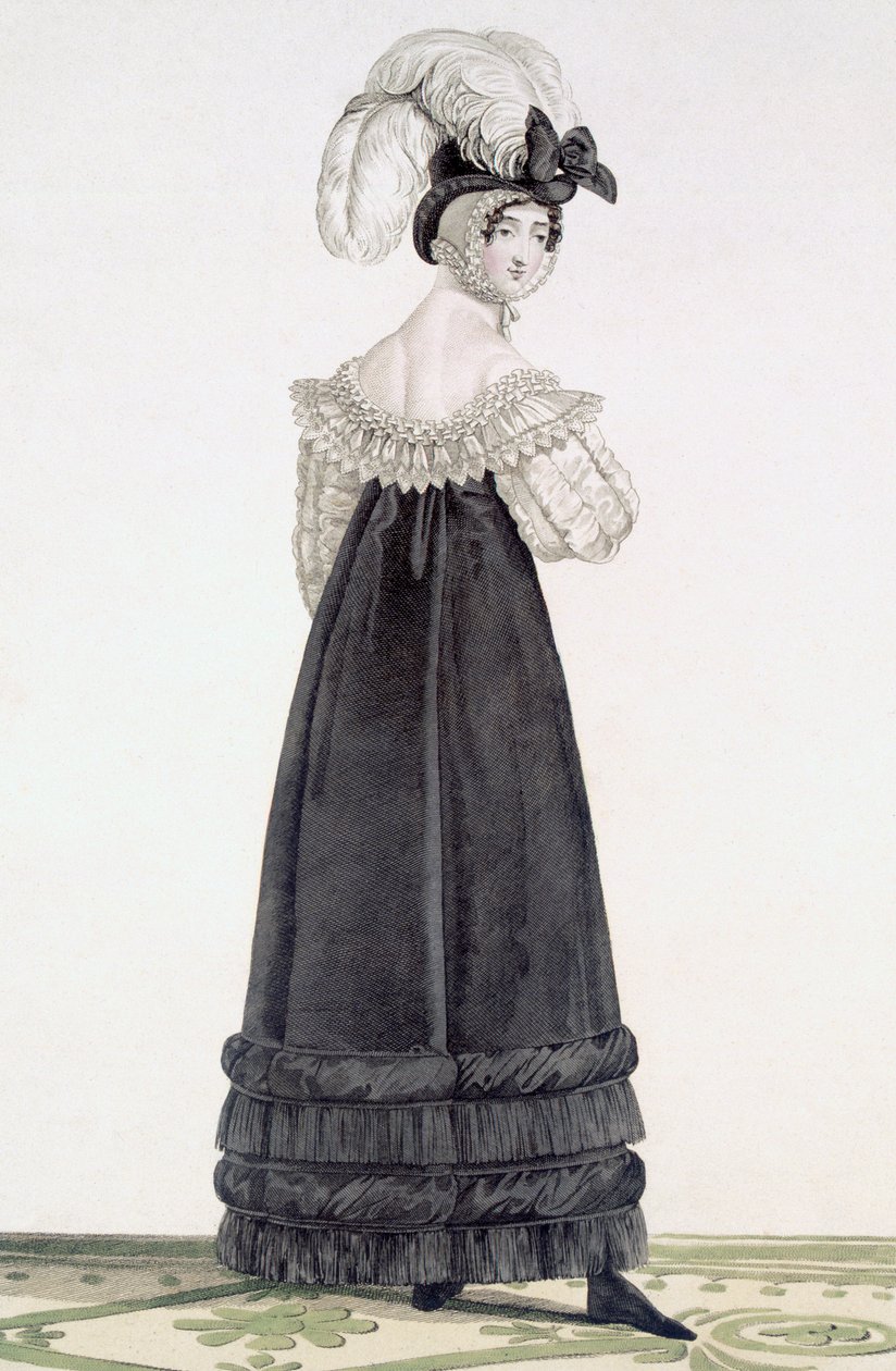 天鹅绒晨衣的女士，来自&39;Incroyable et merveilleuse&39;的24号板，由Georges Jacques Gatine（1773-1831），酒吧雕刻。巴黎，1797年（aquatint雕刻） 作者 安东尼·查尔斯·贺拉斯·韦尔内