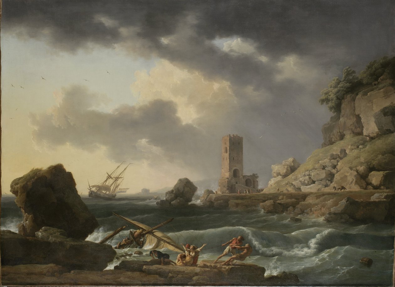 与海难的岩石沿海风景，1746年 作者 安东尼·查尔斯·贺拉斯·韦尔内