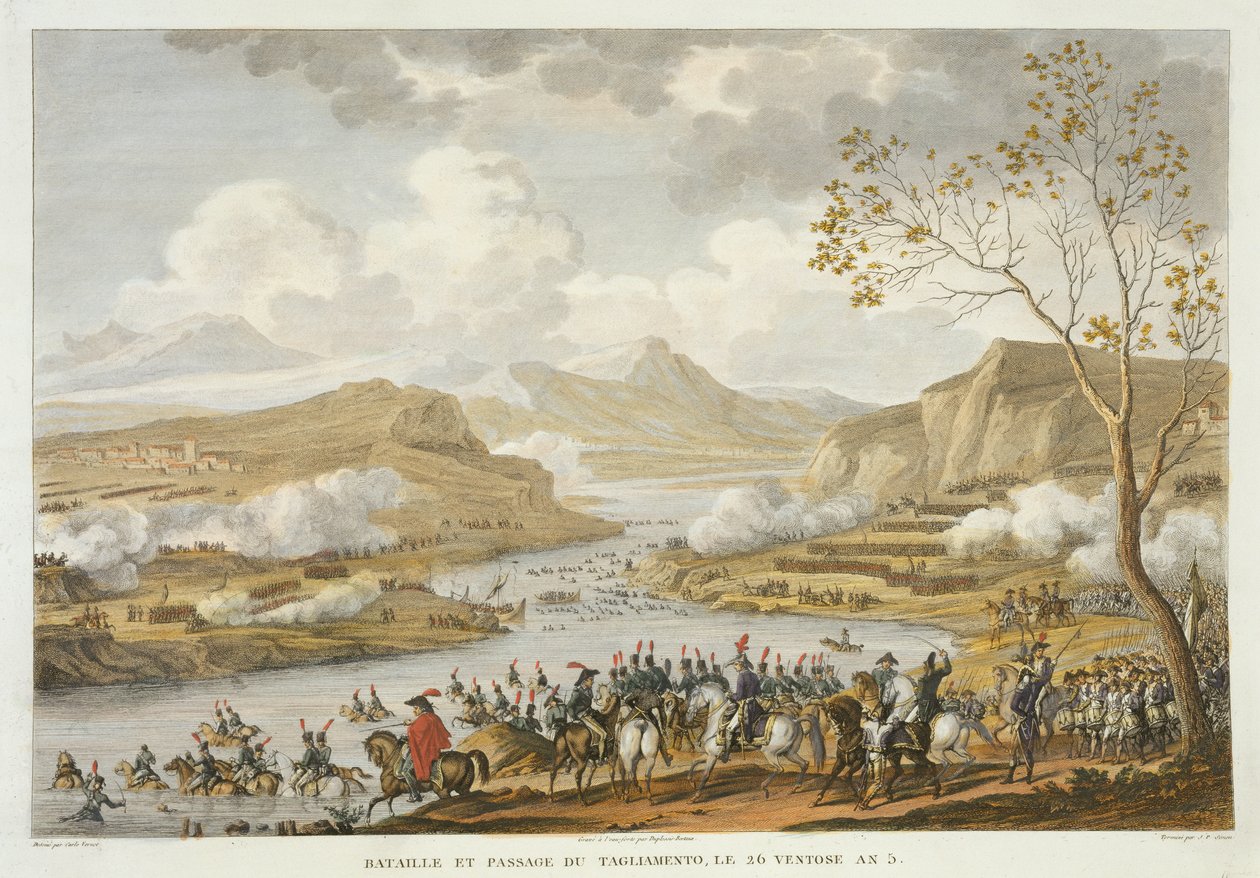 Tagliamento的战斗与交叉，26 Ventose，5年级（1797年3月）由Jean Duplessi-Bertaux（1747-1819）（aquatint）刻 作者 安东尼·查尔斯·贺拉斯·韦尔内