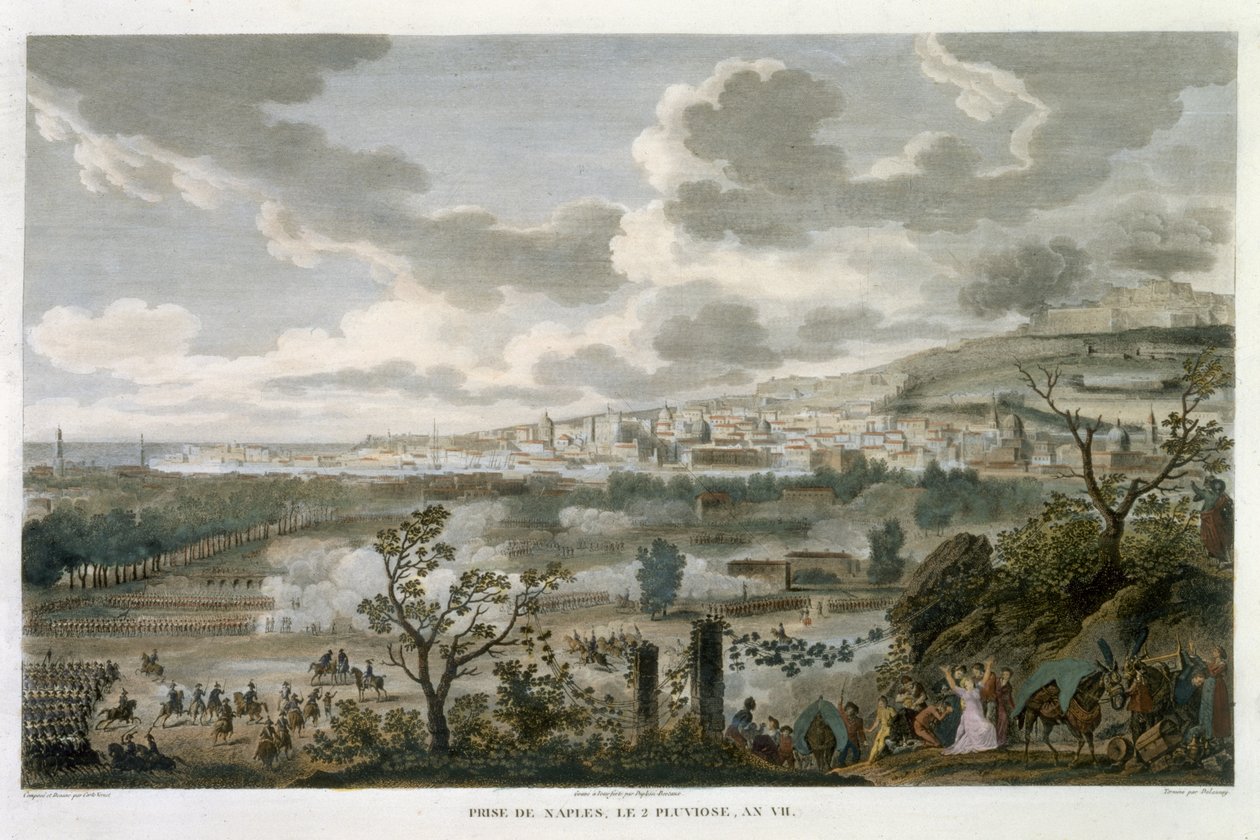 那不勒斯的捕获，2 Pluviose，7年级（1799年1月23日）由Jean Duplessi-Bertaux（1747-1819）（aquatint）雕刻 作者 安东尼·查尔斯·贺拉斯·韦尔内