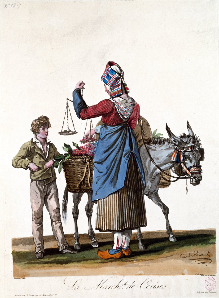 樱桃卖家，由Philibert Louis Debucourt（1755-1832）雕刻 作者 安东尼·查尔斯·贺拉斯·韦尔内