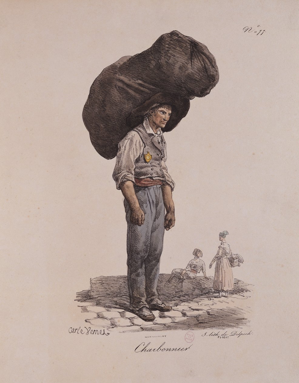 来自&39;The Cries of Paris&39;系列的第11号Collier，由Francois Seraphin Delpech（1778-1825）刻 作者 安东尼·查尔斯·贺拉斯·韦尔内