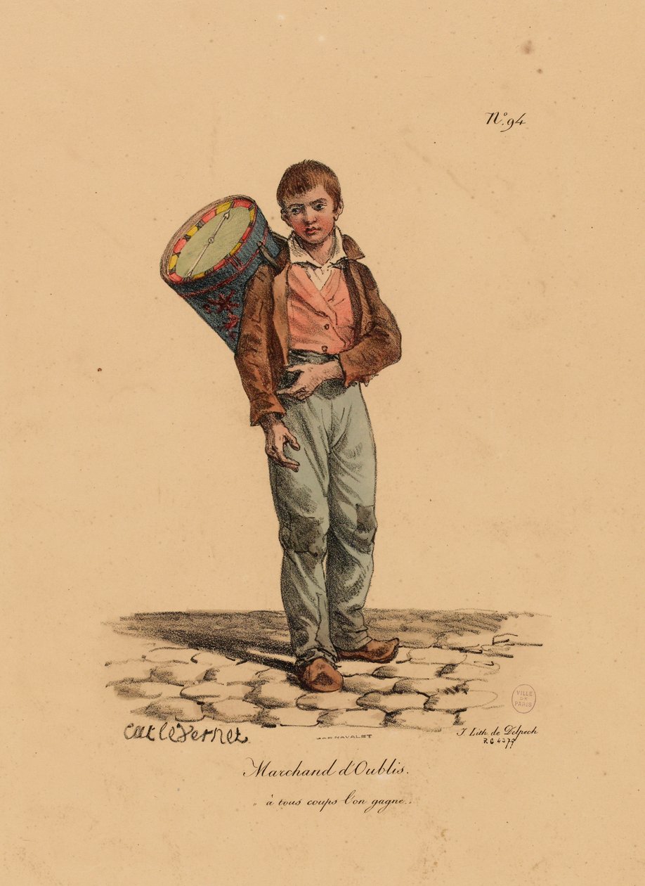 来自The Cries of Paris系列的94号糕点卖家，由Francois Seraphin Delpech雕刻（1778-1825） 作者 安东尼·查尔斯·贺拉斯·韦尔内