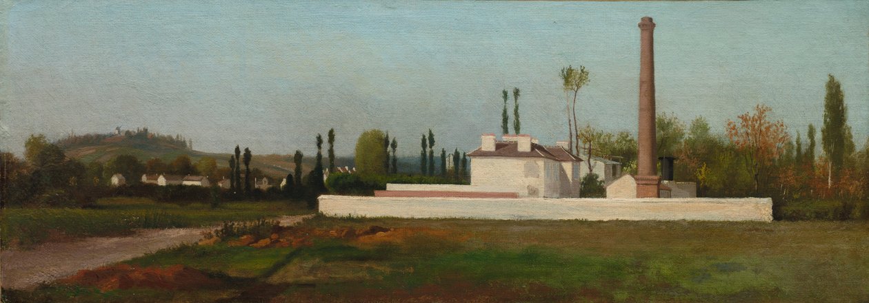 工业厂房，约 1865-70（布面油画） 作者 安托万·金特瑞