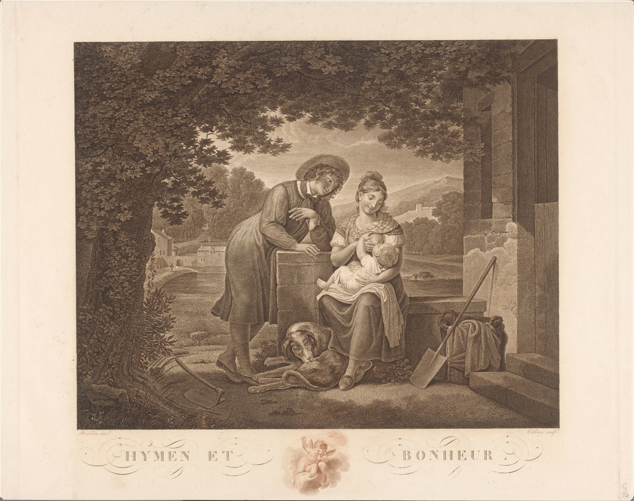 带狗的年轻家庭
Hymen et Bonheur（物品上的标题） 作者 安托万·克劳德·弗朗索瓦·维勒