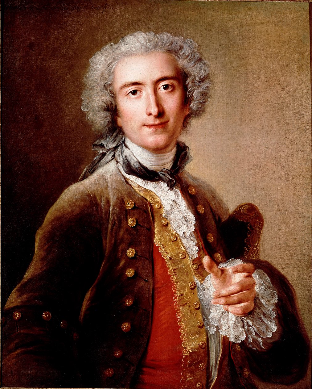菲利普·科佩尔的肖像，艺术家的兄弟 查尔斯·安托万·科佩尔 (Charles Antoine Coypel) (1696-1752) 1732 年昏暗的绘画。 75x61 厘米巴黎，卢浮宫博物馆 作者 安托万·科佩尔